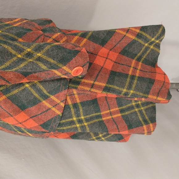 Red Plaid Knit Skirt Set 70s Vintage St. Cloud Acrylic Knit Long Jacket Short Sk - Picture 5 of 14